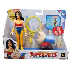 DC League of Super-Pets Fisher-Price New Wonder Woman & PB Mattel Figure Set
